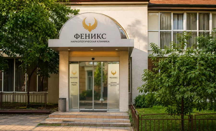 Вход в наркологическую клинику «Феникс» в Дубовке